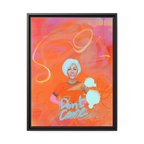 Don't Care! - Digital Art on Canvas - Black Frame