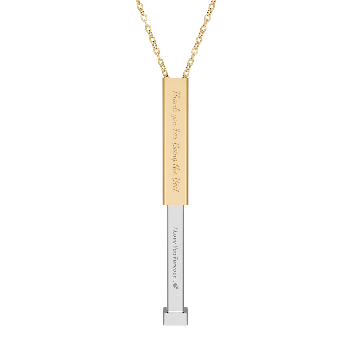 Hidden Message Sliding Bar Necklace — stainless Steel base with PVD 18K gold coating