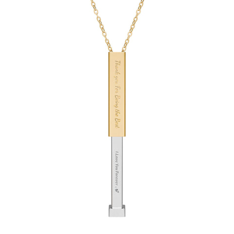 Hidden Message Sliding Bar Necklace — stainless Steel base with PVD 18K gold coating