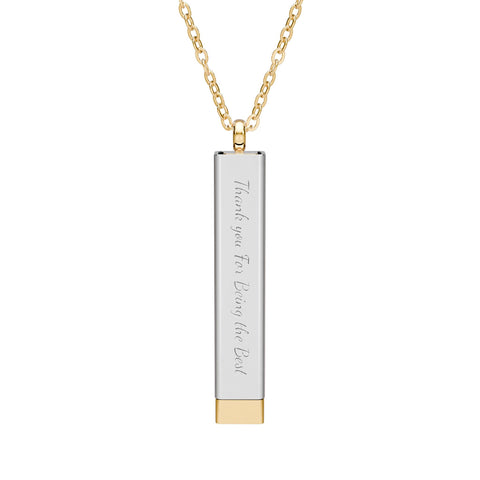 Hidden Message Sliding Bar Necklace — stainless Steel base with PVD 18K gold coating