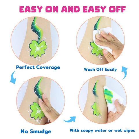 Bowitzki 21 Color Split Cake Face Paint Set Professional Face Painting Kit Kids Adults 10g One Stroke Stencil Brush Practice Board Guide Book Non Toxic Rainbow Body Makeup Halloween Christmas Easter